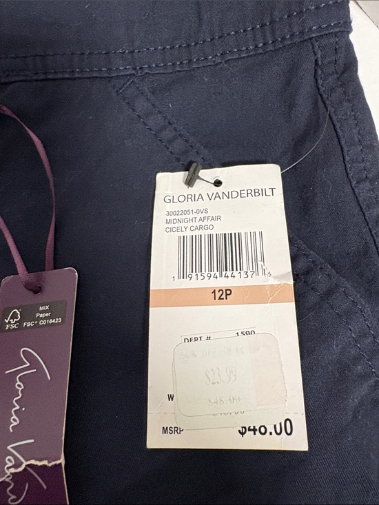 Gloria Vanderbilt Pants - Gloria Vanderbilt Cicely Cargo Pants - Navy Blue
